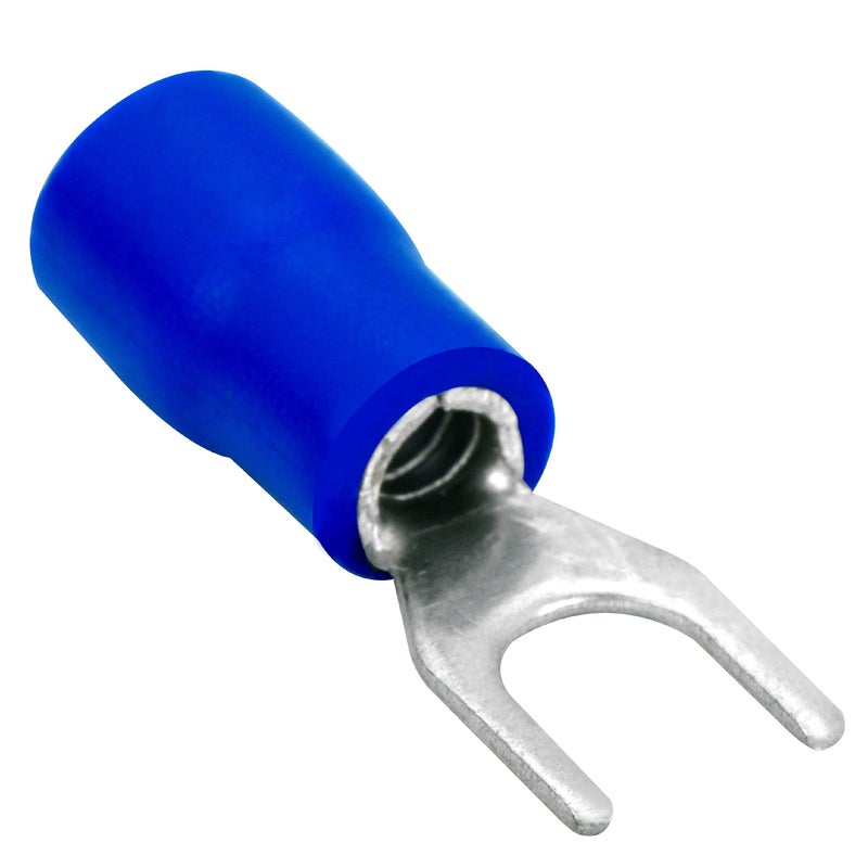 Conext Link Stv-8B100 Vinyl Spade Terminal 100 Pack (#8 Stud, Blue 16-14 Gauge) - Image 1